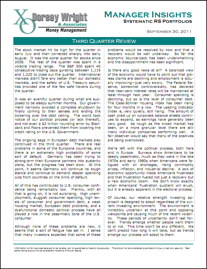 Q3Commentary Third Quarter Review